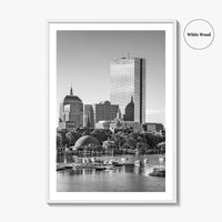 Boston Skyline Black and White Fine Art Photo Print, City, Massachusetts USA, Wall Poster