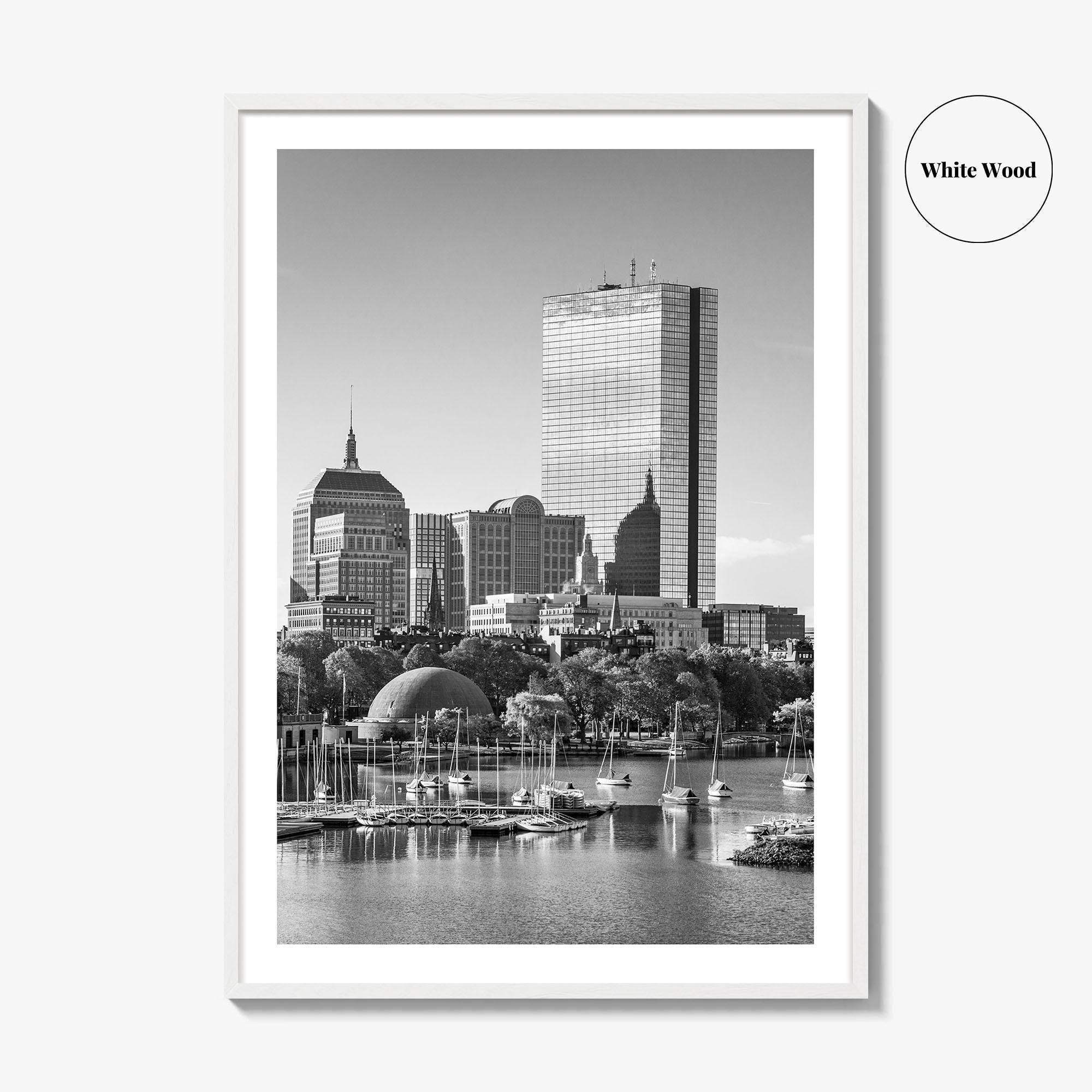 Boston Skyline Black and White Fine Art Photo Print, City, Massachusetts USA, Wall Poster