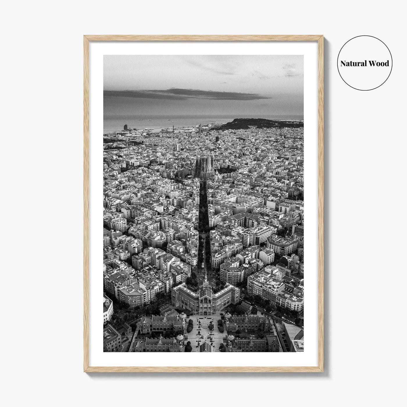Barcelona Skyline Black and White Fine Art Photo Print, Catalonia Spain Poster