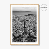 Barcelona Skyline Black and White Fine Art Photo Print, Catalonia Spain Poster