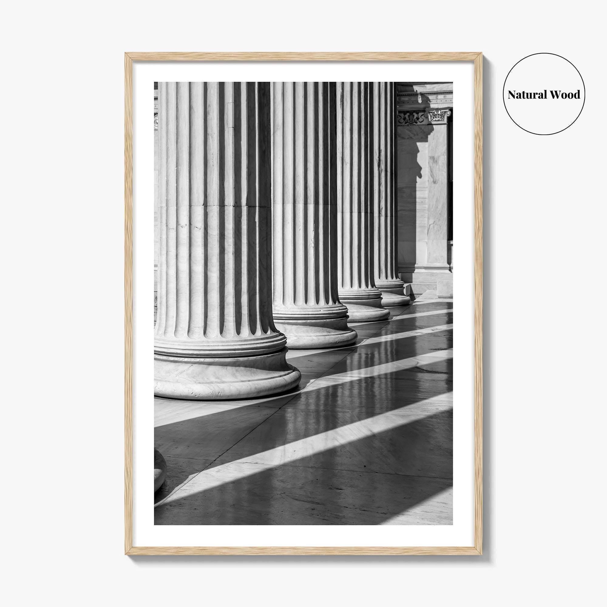 Athens Black and White Fine Art Photo Print, Academy Colonnade, Classical Columns, Greece Poster