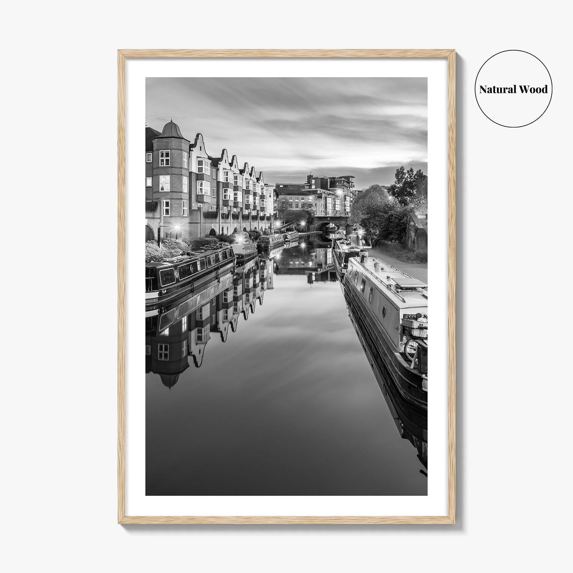 Birmingham Black and White Fine Art Photo Print, Canals West Midlands UK Poster