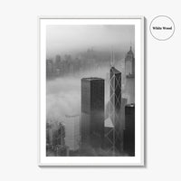 Hong Kong Skyline Black and White Fine Art Photo Print, Skyscraper, China Poster