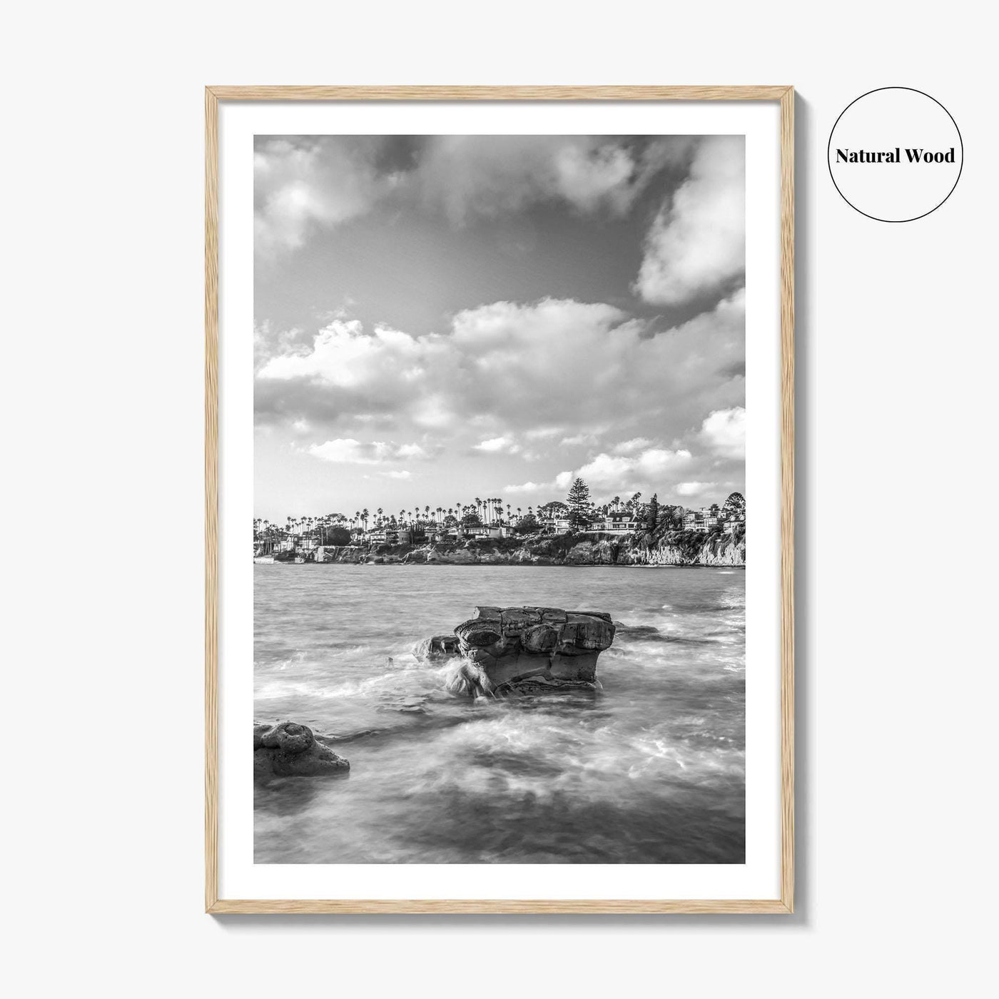 La Jolla Black and White Fine Art Photo Print, Bird Rock San Diego Poster