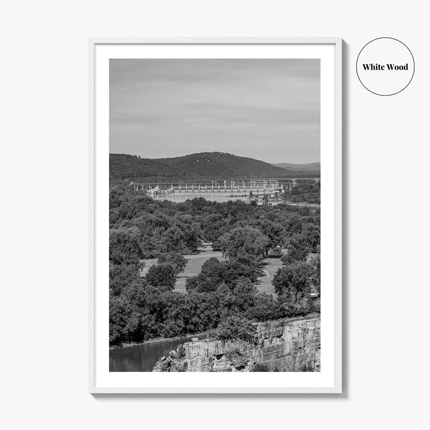 Arkansas River Black and White Fine Art Photo Print, North Little Rock Poster