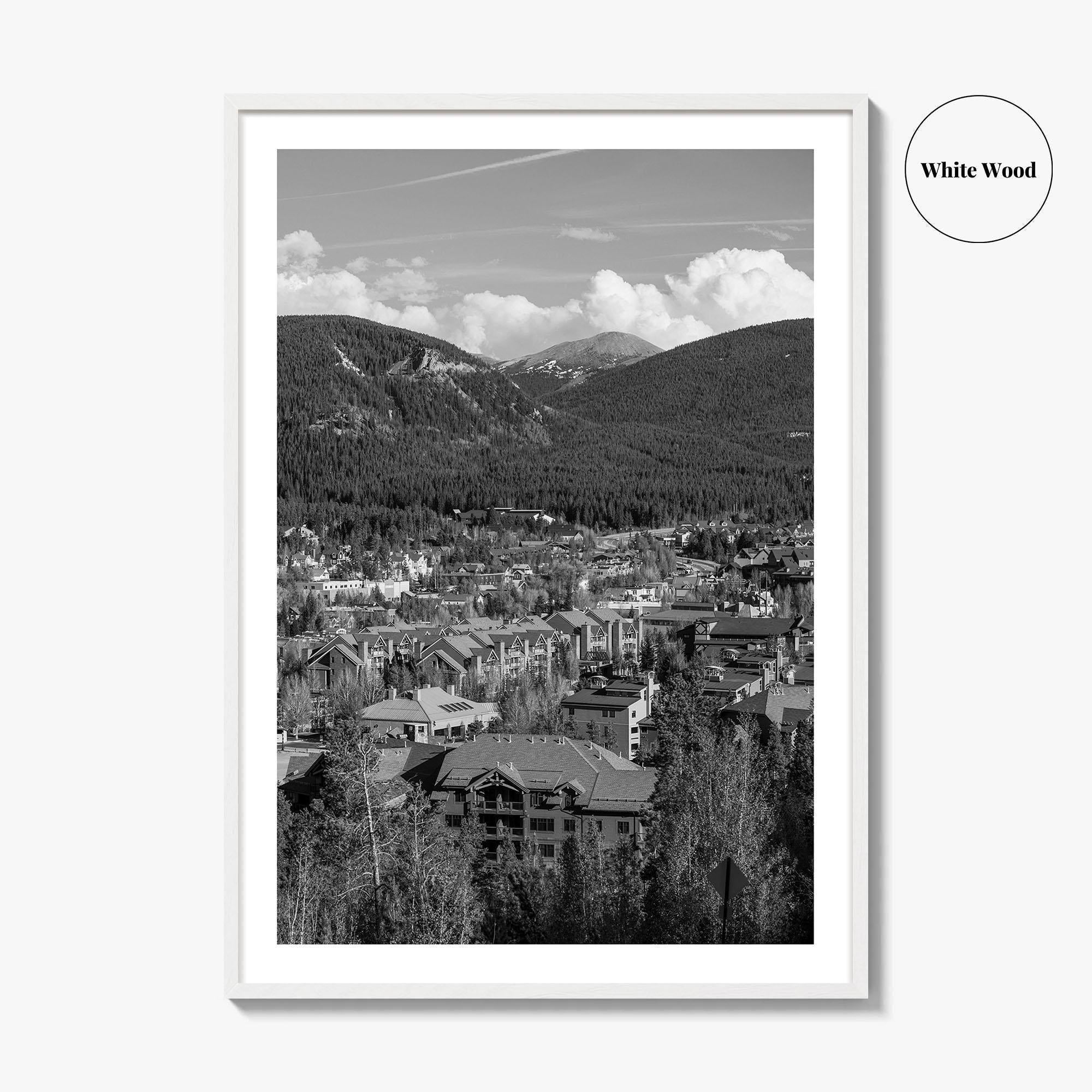 Breckenridge Black and White Fine Art Photo Print, Summit County Colorado Poster, Panorama USA