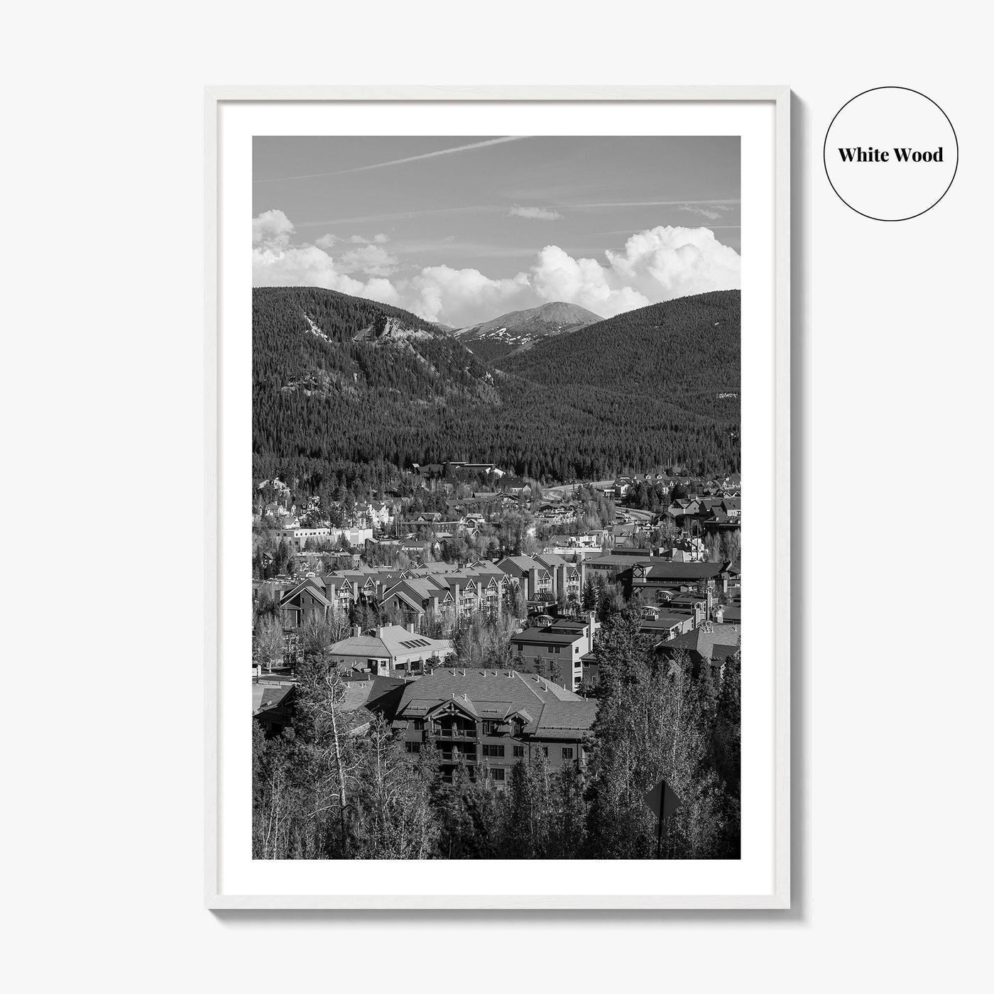 Breckenridge Black and White Fine Art Photo Print, Summit County Colorado Poster, Panorama USA