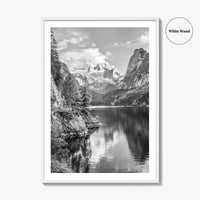 Gosausee Black and White Fine Art Photo Print, Dachstein Glacier Austrian Alps Poster