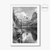 Gosausee Black and White Fine Art Photo Print, Dachstein Glacier Austrian Alps Poster