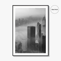 Hong Kong Skyline Black and White Fine Art Photo Print, Skyscraper, China Poster