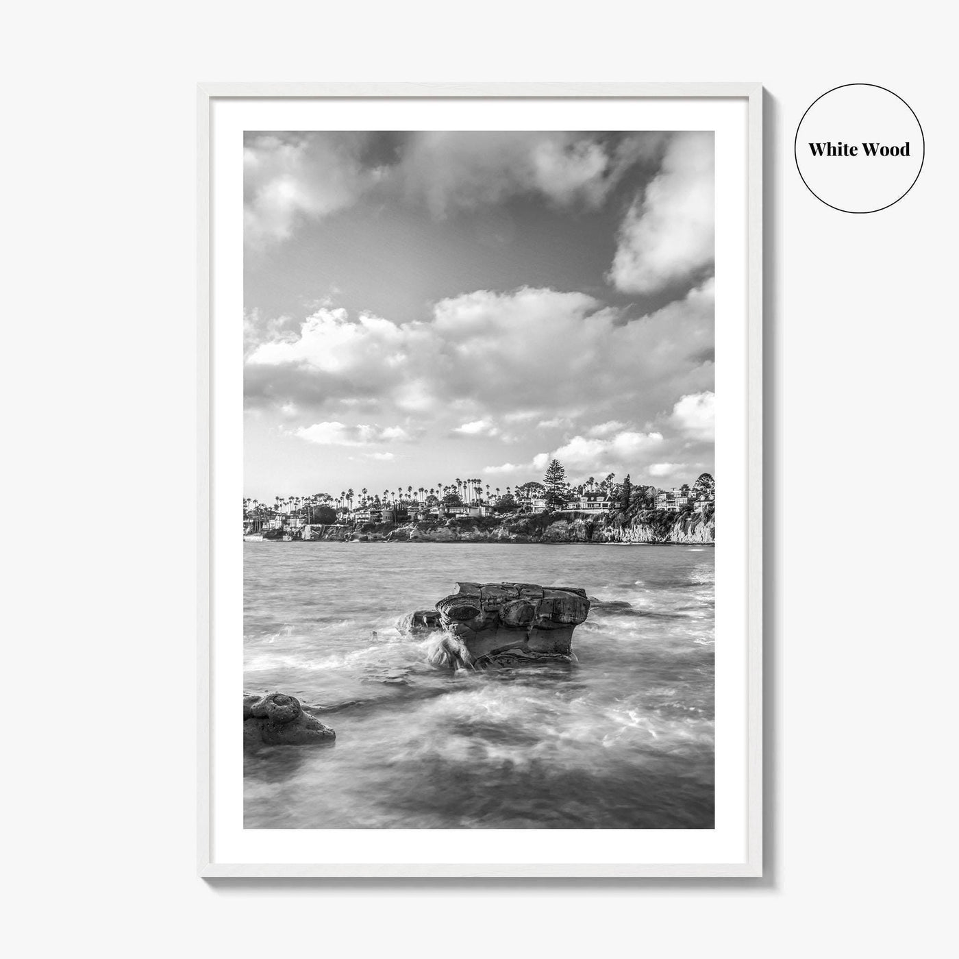 La Jolla Black and White Fine Art Photo Print, Bird Rock San Diego Poster