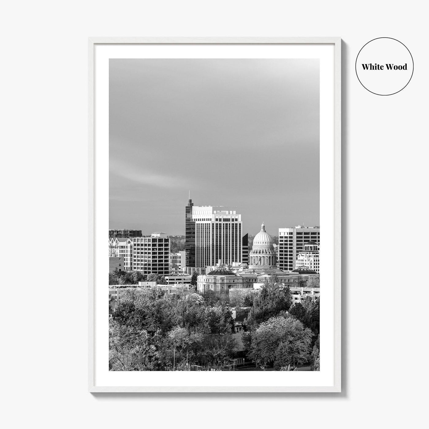 Boise Idaho Skyline Black and White Fine Art Photo Print, USA Wall Poster