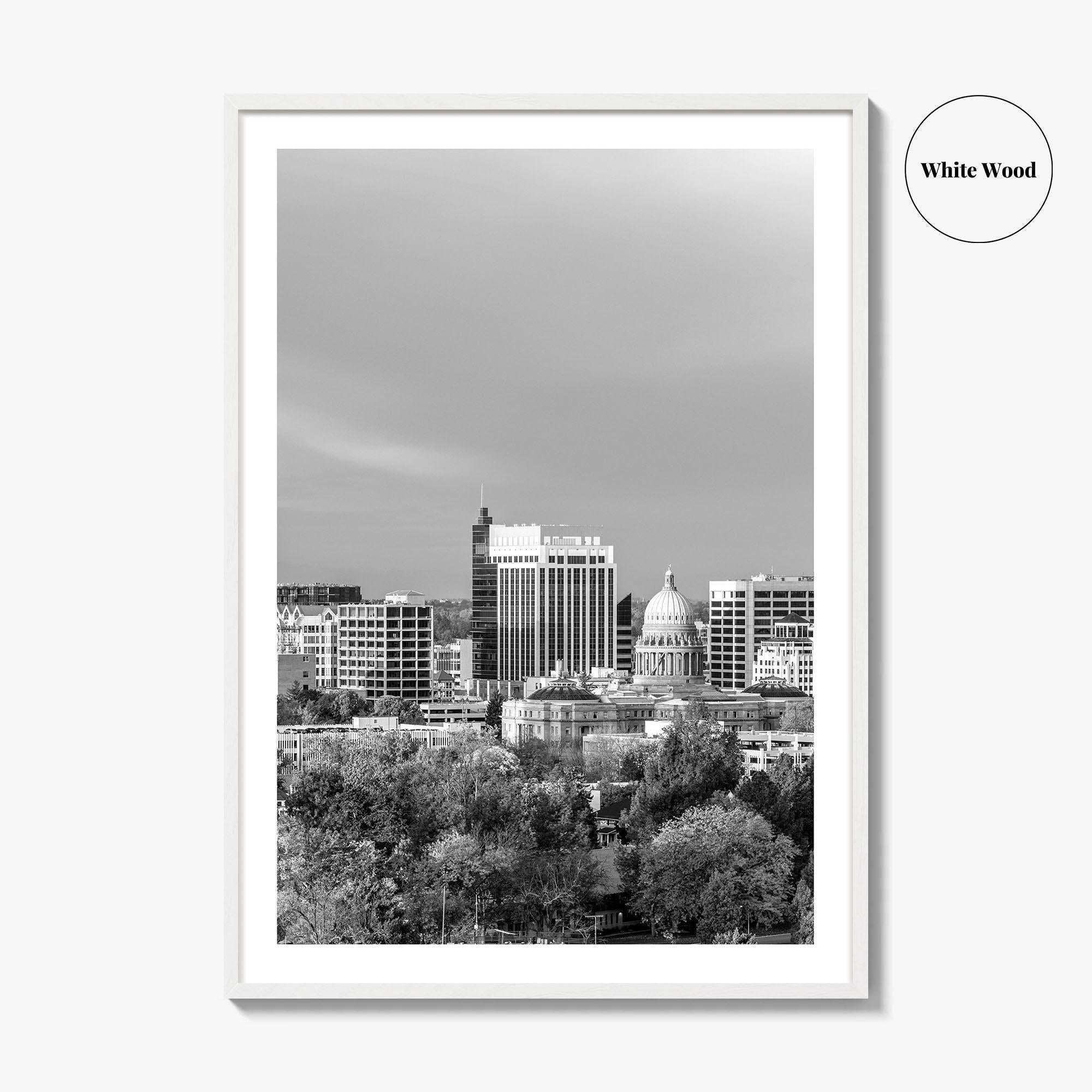 Boise Idaho Skyline Black and White Fine Art Photo Print, USA Wall Poster