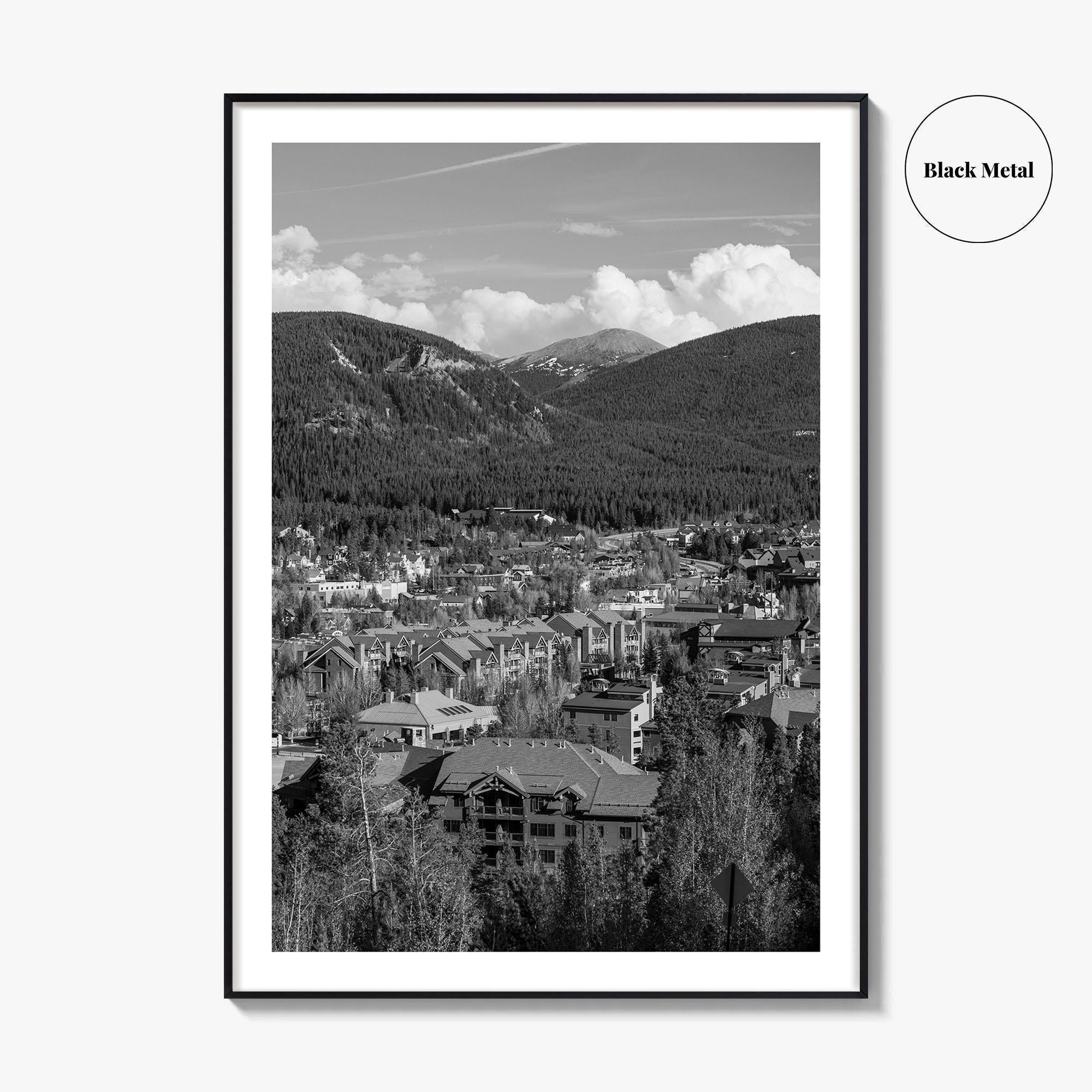 Breckenridge Black and White Fine Art Photo Print, Summit County Colorado Poster, Panorama USA