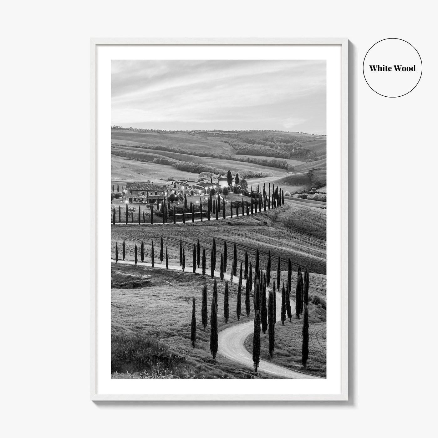 Tuscany Black and White Fine Art Photo Print, Crete Senesi, Siena, Italy Wall Poster