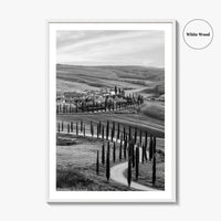 Tuscany Black and White Fine Art Photo Print, Crete Senesi, Siena, Italy Wall Poster