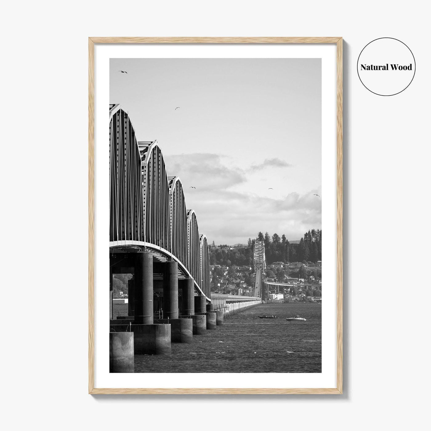 Astoria Black and White Fine Art Photo Print, Columbia River Bridge Oregon Poster