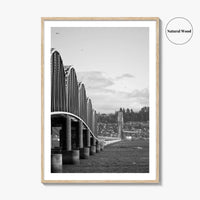 Astoria Black and White Fine Art Photo Print, Columbia River Bridge Oregon Poster
