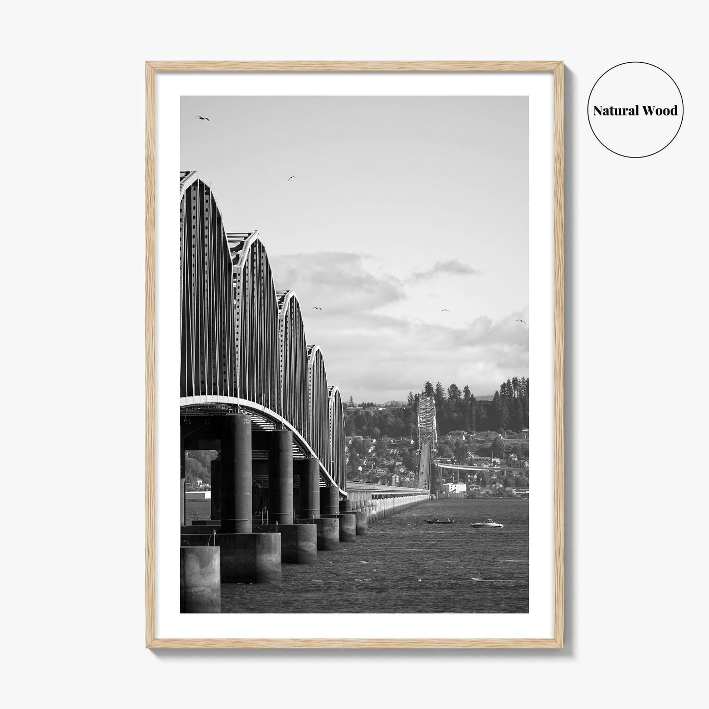 Astoria Black and White Fine Art Photo Print, Columbia River Bridge Oregon Poster