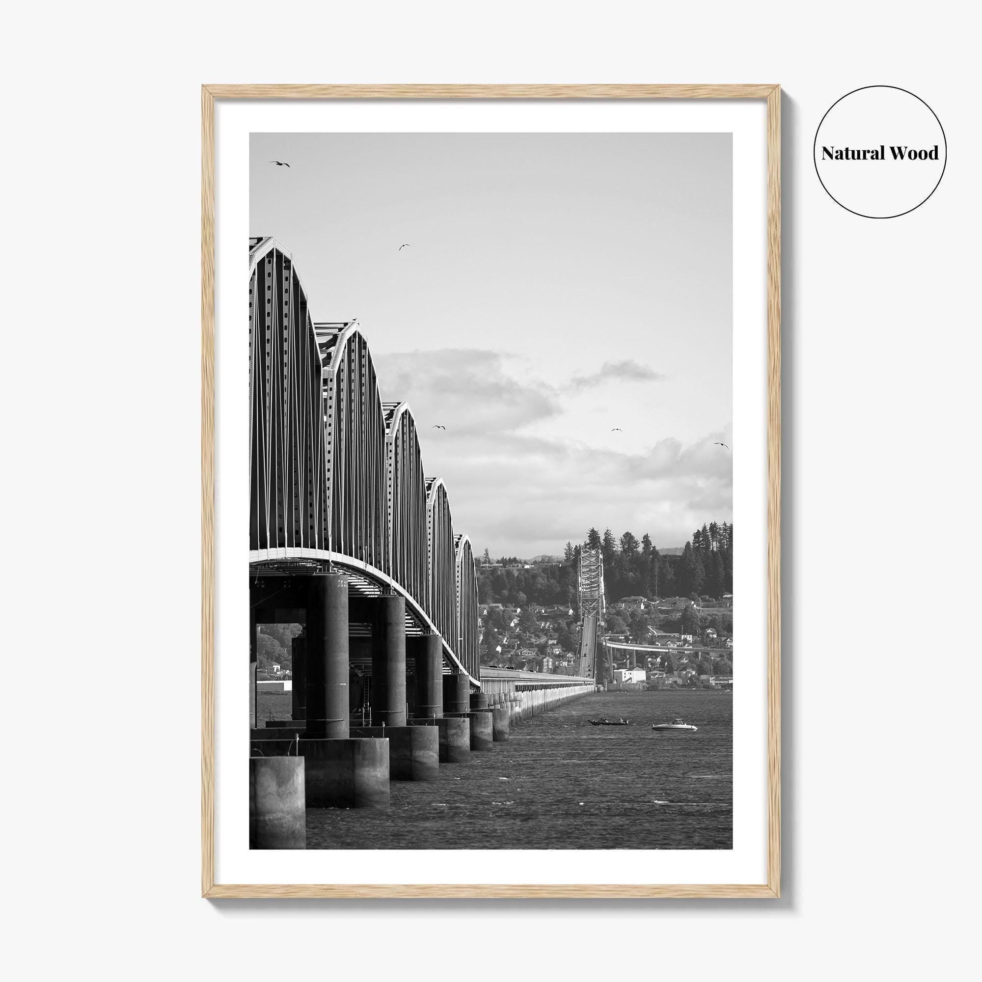 Astoria Black and White Fine Art Photo Print, Columbia River Bridge Oregon Poster