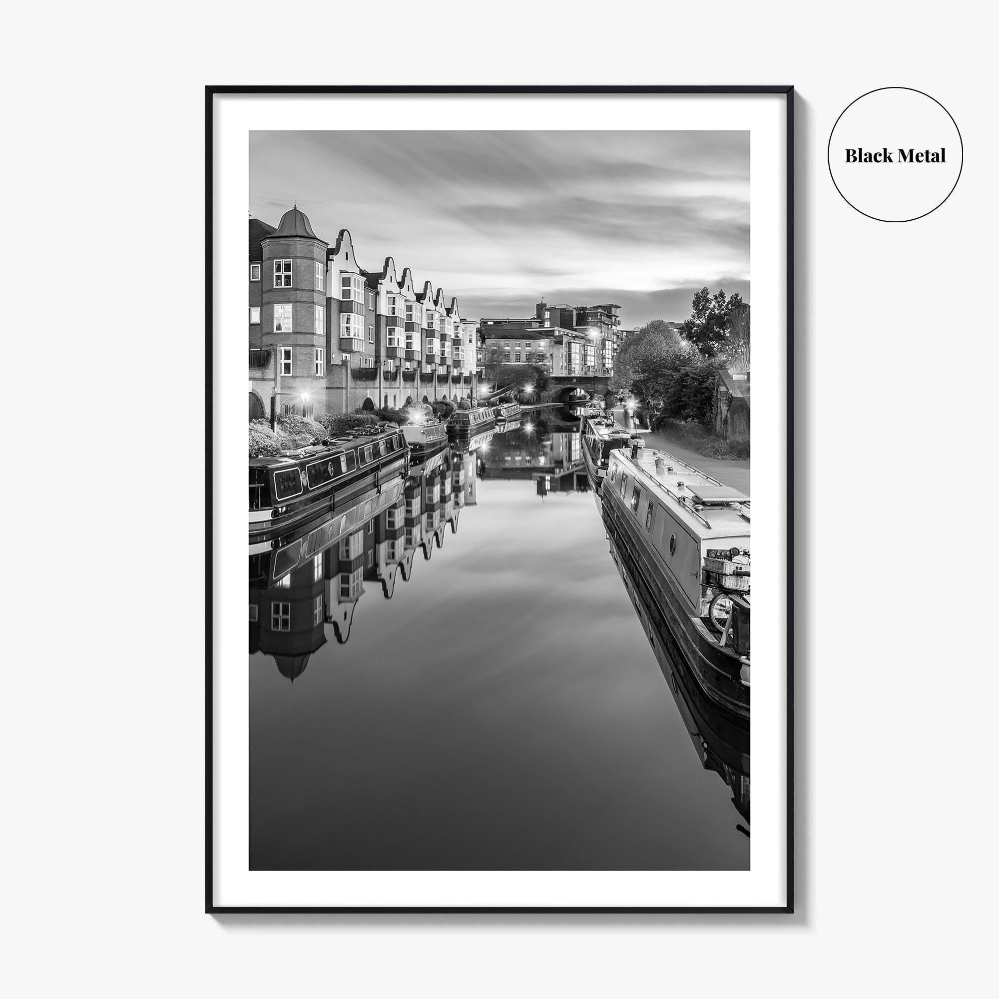 Birmingham Black and White Fine Art Photo Print, Canals West Midlands UK Poster