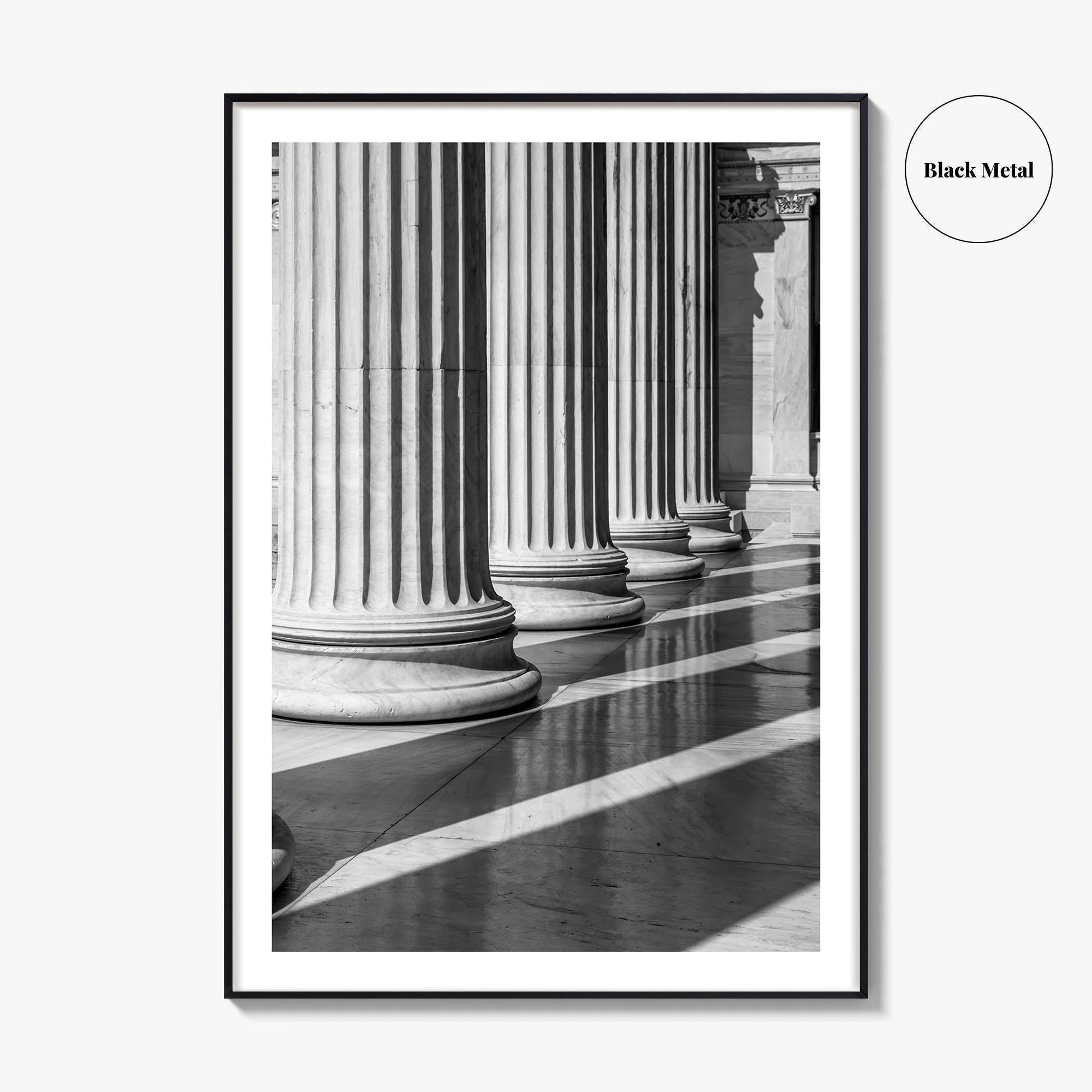 Athens Black and White Fine Art Photo Print, Academy Colonnade, Classical Columns, Greece Poster