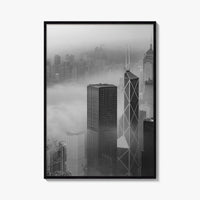 Hong Kong Skyline Black and White Fine Art Photo Print, Skyscraper, China Poster