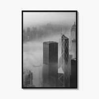 Hong Kong Skyline Black and White Fine Art Photo Print, Skyscraper, China Poster
