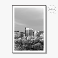 Boise Idaho Skyline Black and White Fine Art Photo Print, USA Wall Poster