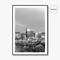 Boise Idaho Skyline Black and White Fine Art Photo Print, USA Wall Poster