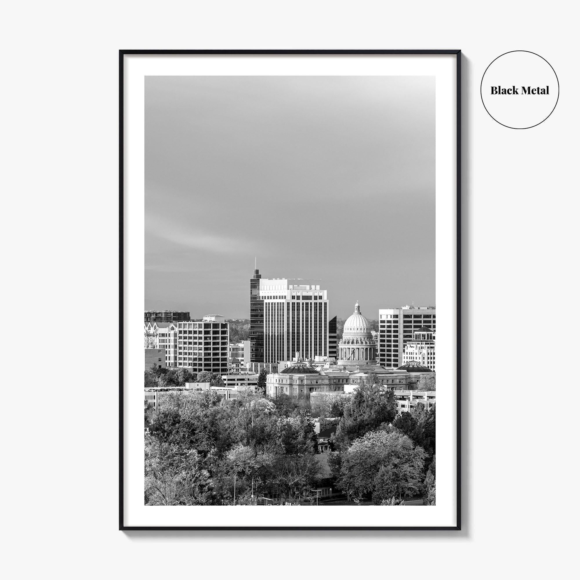 Boise Idaho Skyline Black and White Fine Art Photo Print, USA Wall Poster