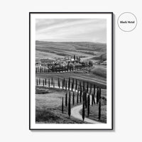 Tuscany Black and White Fine Art Photo Print, Crete Senesi, Siena, Italy Wall Poster