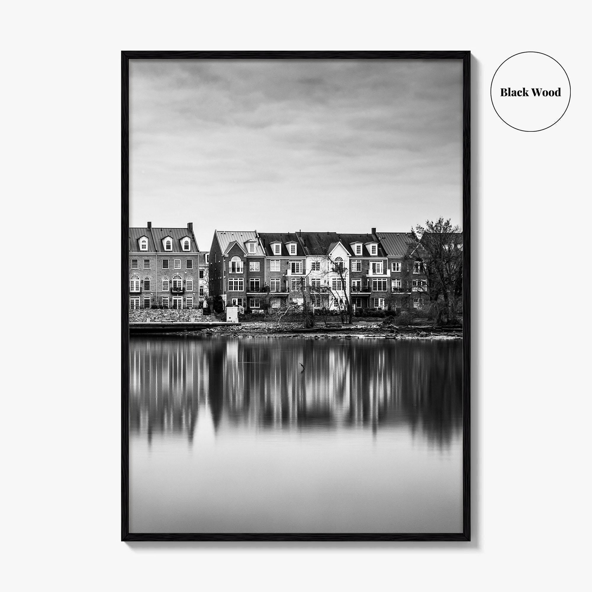 Alexandria Virginia Black and White Fine Art Photo Print, Potomac River Waterfront, USA Poster