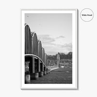 Astoria Black and White Fine Art Photo Print, Columbia River Bridge Oregon Poster
