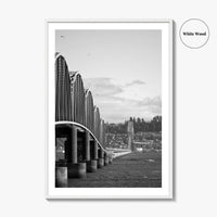 Astoria Black and White Fine Art Photo Print, Columbia River Bridge Oregon Poster