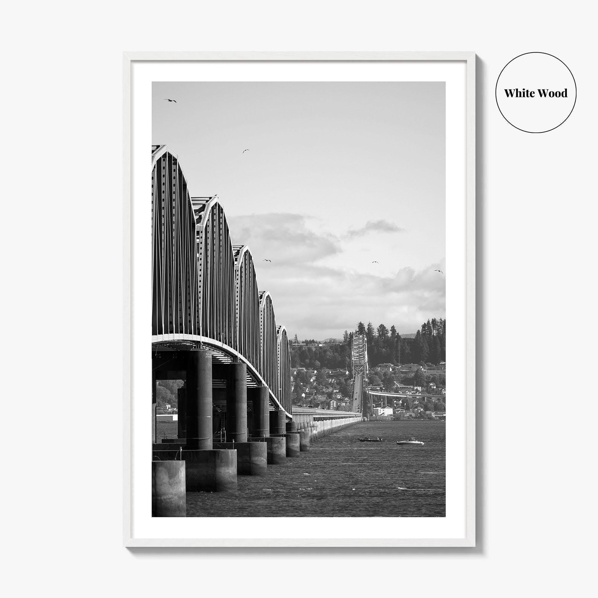 Astoria Black and White Fine Art Photo Print, Columbia River Bridge Oregon Poster