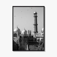 Lahore Black and White Fine Art Photo Print, Badshahi Mosque, Pakistan Wall Decor Poster