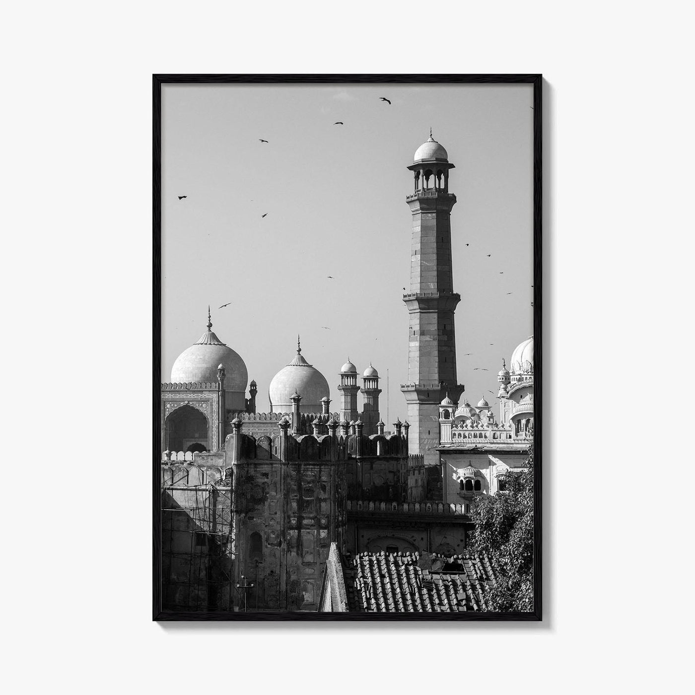 Lahore Black and White Fine Art Photo Print, Badshahi Mosque, Pakistan Wall Decor Poster