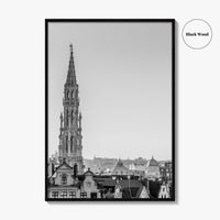 Brussels Black and White Fine Art Photo Print, Grand Place City Hall Belgium Poster