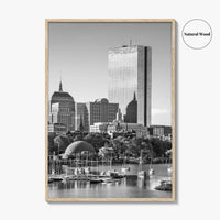 Boston Skyline Black and White Fine Art Photo Print, City, Massachusetts USA, Wall Poster