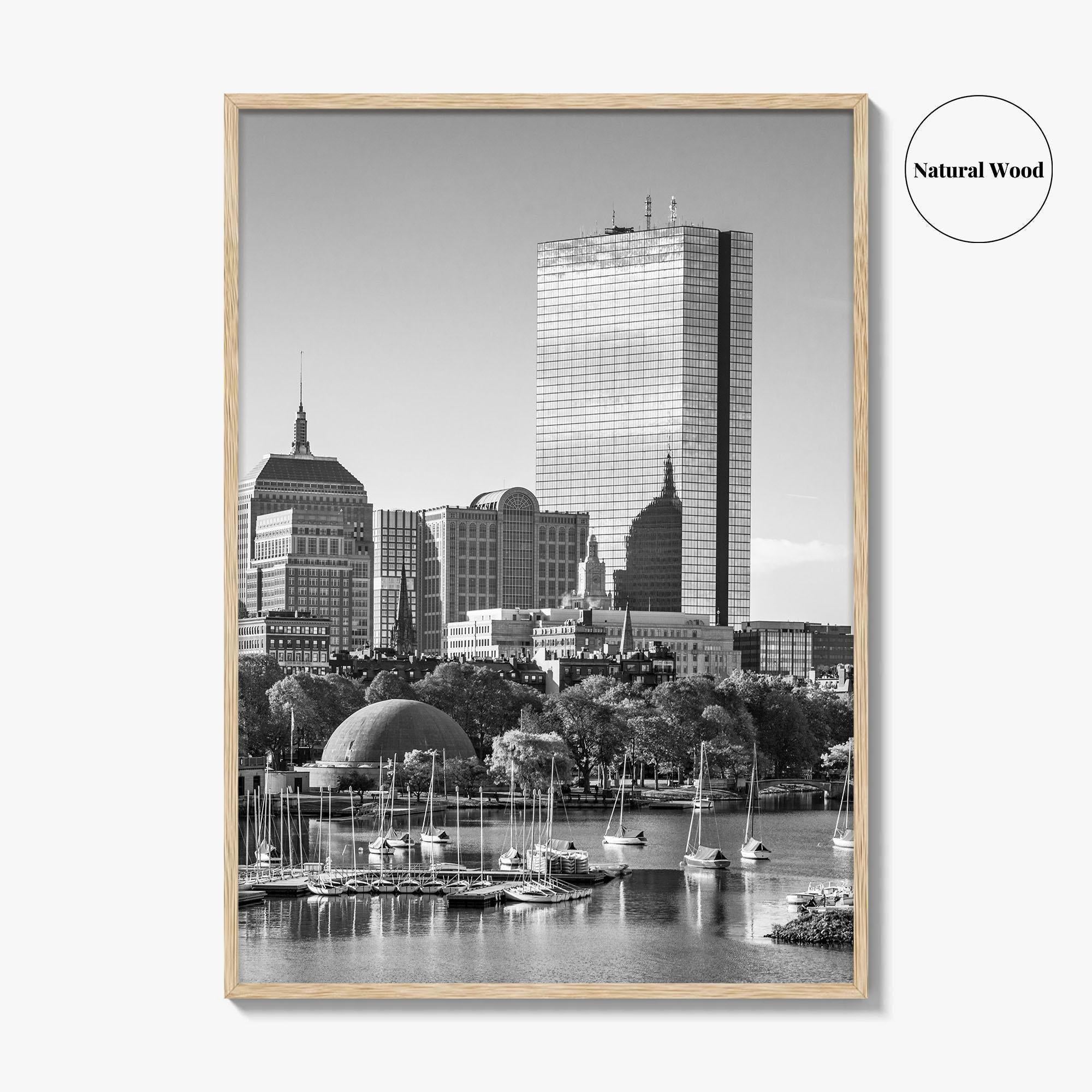 Boston Skyline Black and White Fine Art Photo Print, City, Massachusetts USA, Wall Poster
