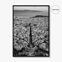 Barcelona Skyline Black and White Fine Art Photo Print, Catalonia Spain Poster