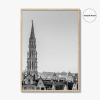 Brussels Black and White Fine Art Photo Print, Grand Place City Hall Belgium Poster