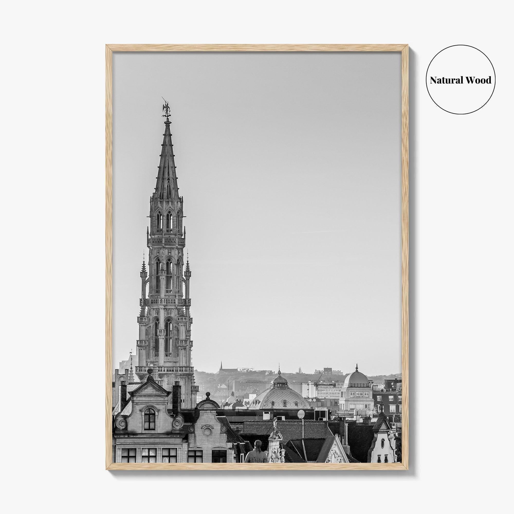 Brussels Black and White Fine Art Photo Print, Grand Place City Hall Belgium Poster