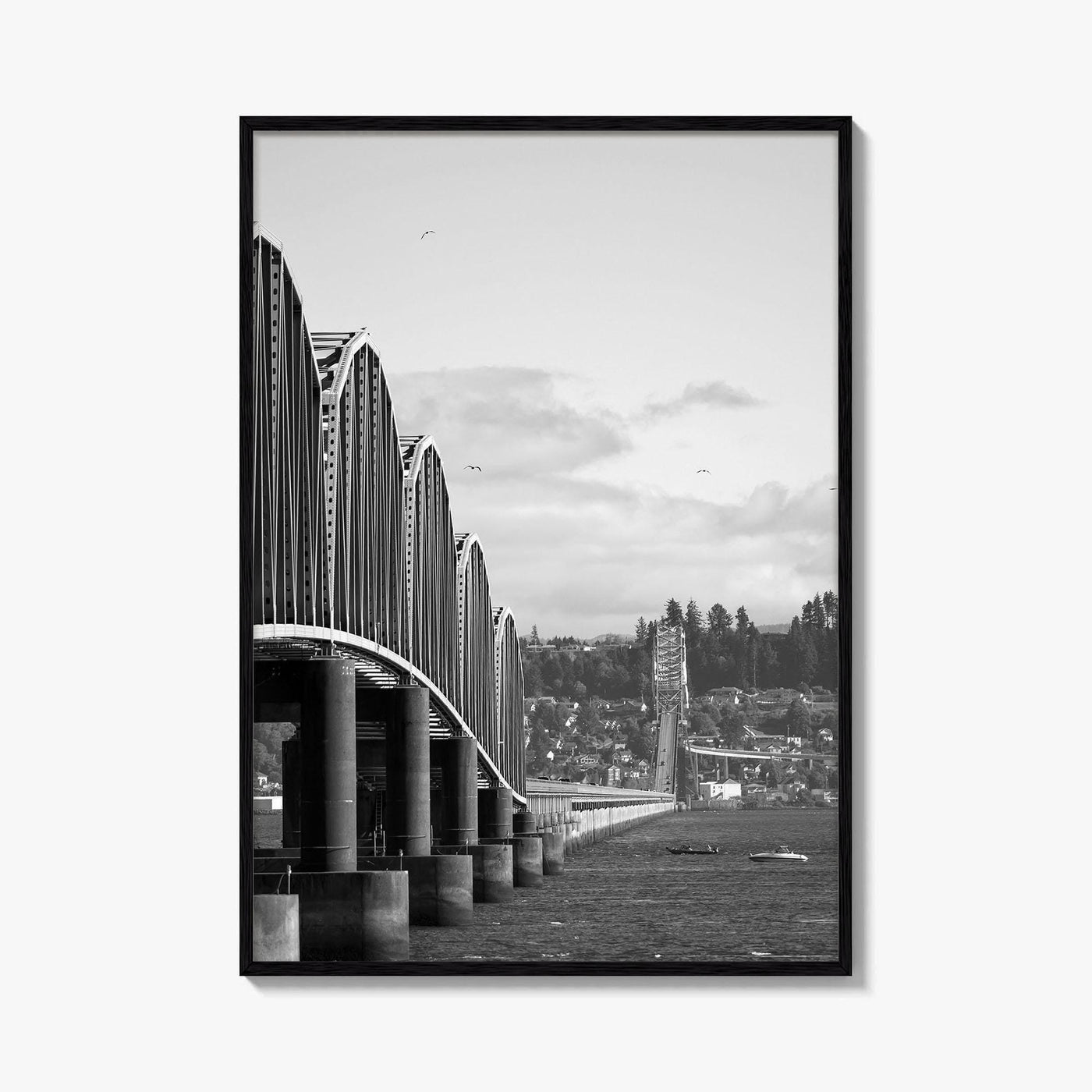 Astoria Black and White Fine Art Photo Print, Columbia River Bridge Oregon Poster