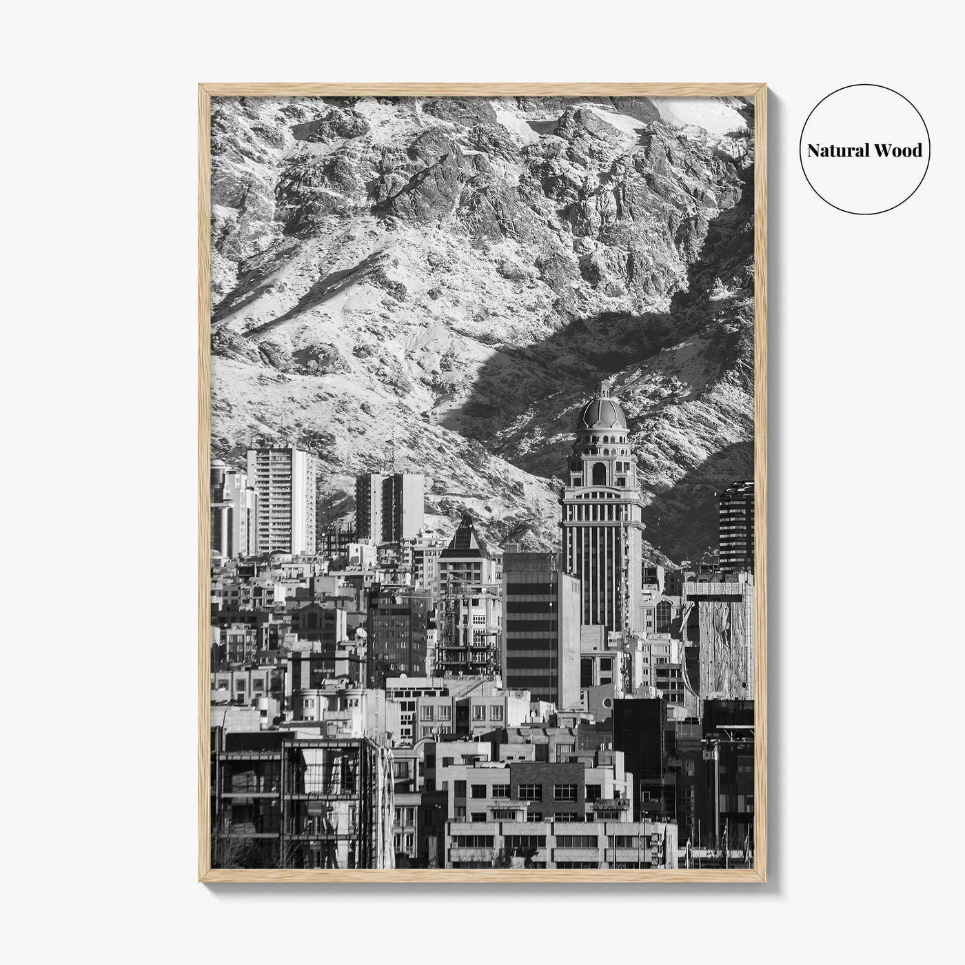 Tehran Black and White Fine Art Photo Print, Iran Wall Decor, Alborz Mountains Poster
