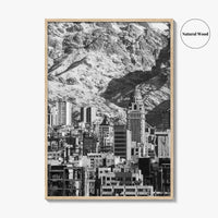 Tehran Black and White Fine Art Photo Print, Iran Wall Decor, Alborz Mountains Poster