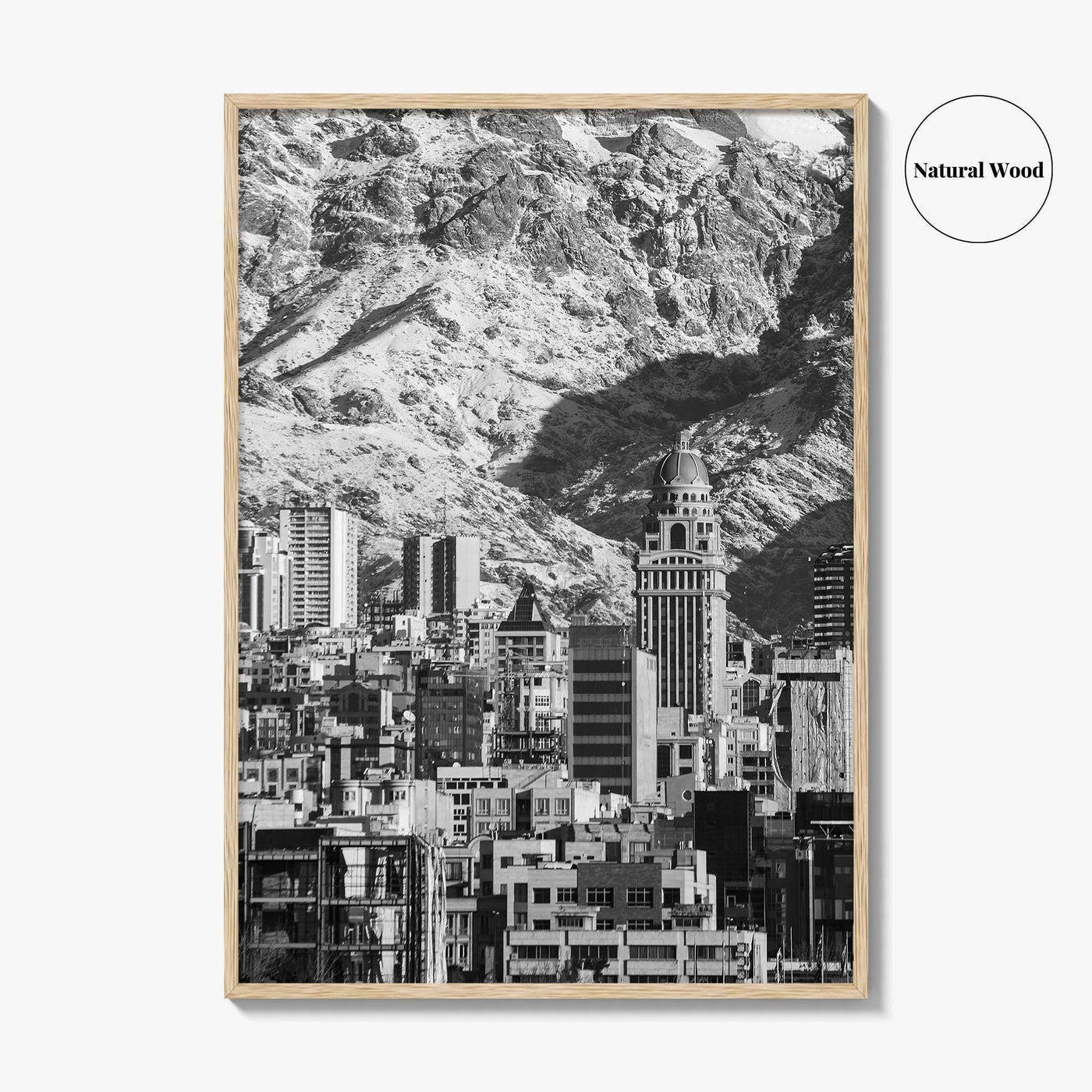 Tehran Black and White Fine Art Photo Print, Iran Wall Decor, Alborz Mountains Poster