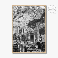 Tehran Black and White Fine Art Photo Print, Iran Wall Decor, Alborz Mountains Poster