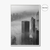Hong Kong Skyline Black and White Fine Art Photo Print, Skyscraper, China Poster